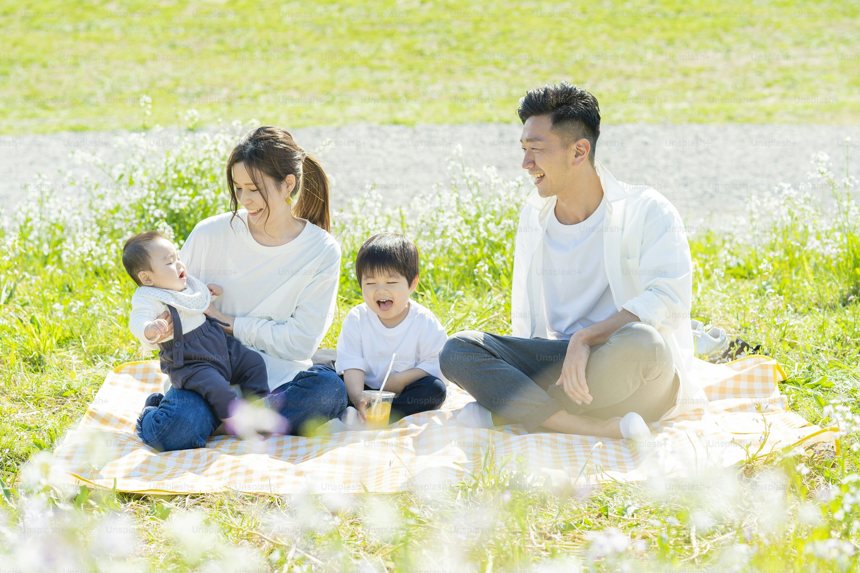 A family sharing a quiet moment together